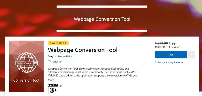 Webpage Conversion Tool Windows 10