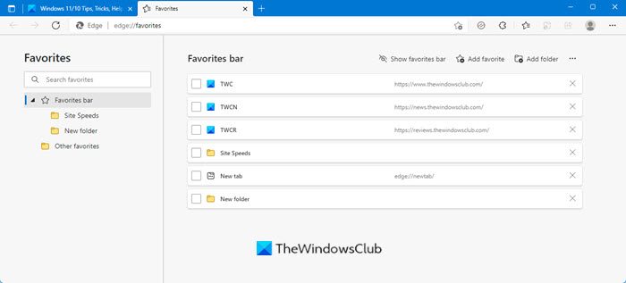 Where are Favorites stored in Microsoft Edge