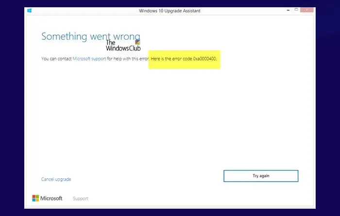 Fix Windows Upgrade error 0xa0000400 on Windows 11/10