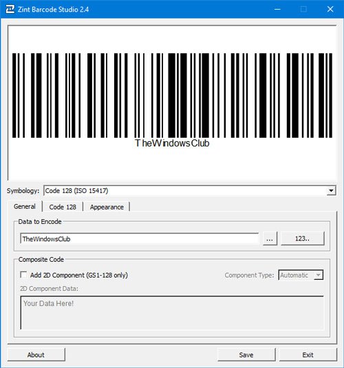 Zint Barcode Studio is a free barcode and QR code generator for Windows