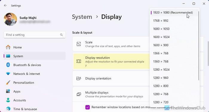 Adjust your Monitor for better screen resolution in Windows 11/10