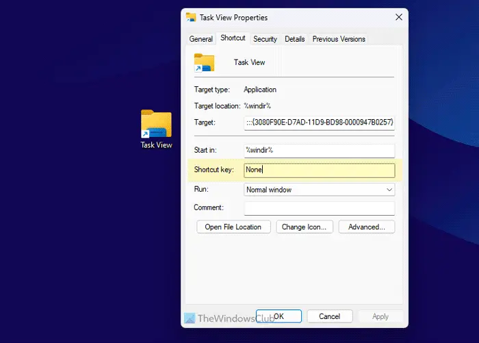 How to create Task View shortcut in Windows 11/10