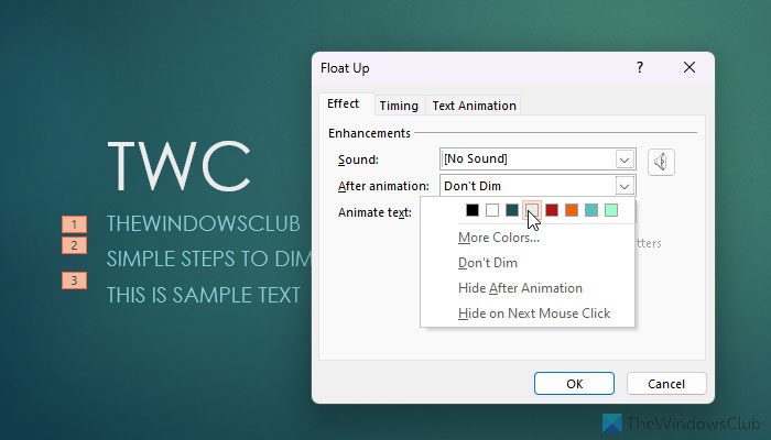 How to dim text in PowerPoint presentations
