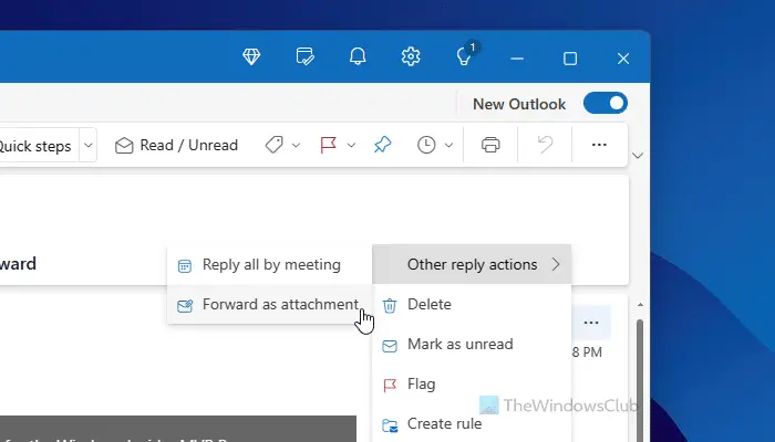 How to forward email as an attachment from Outlook