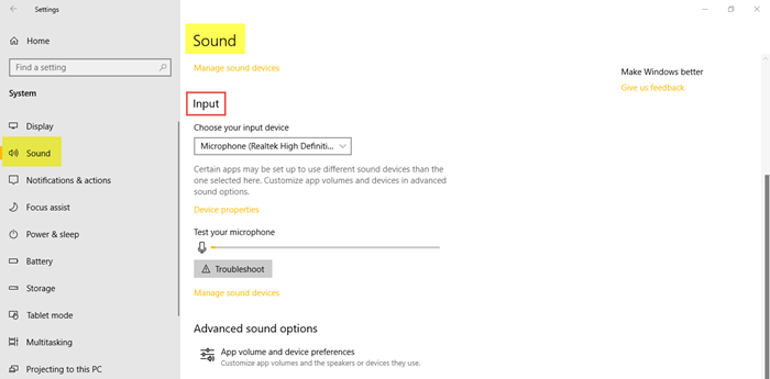 System Settings in Windows 10