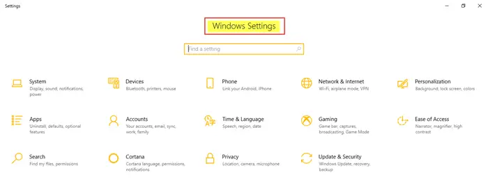 Windows 10 Settings