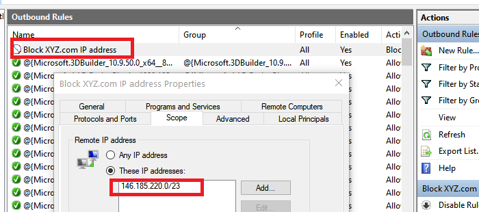 Block IP Address In Firewall App Windows