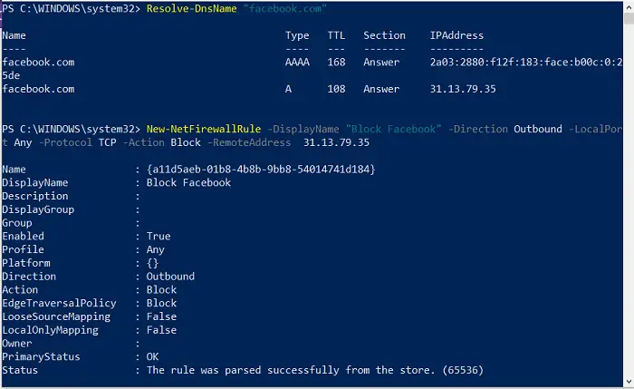 Block Website Domain using PowerShell