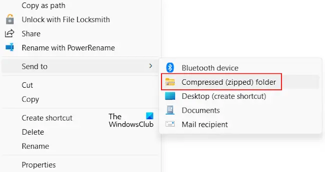 Compress files Windows 11