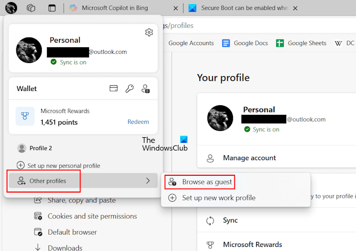 Create a Guest Profile in Edge