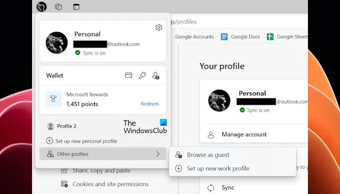 Create multiple profiles in Edge