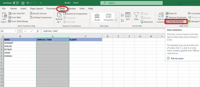 Data Validation for Excel Cells