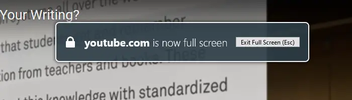 Disable Fullscreen warning message in Firefox