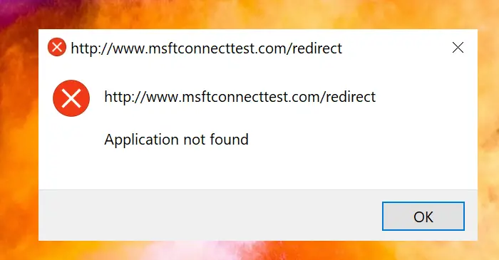 How to remove msftconnecttest redirect error