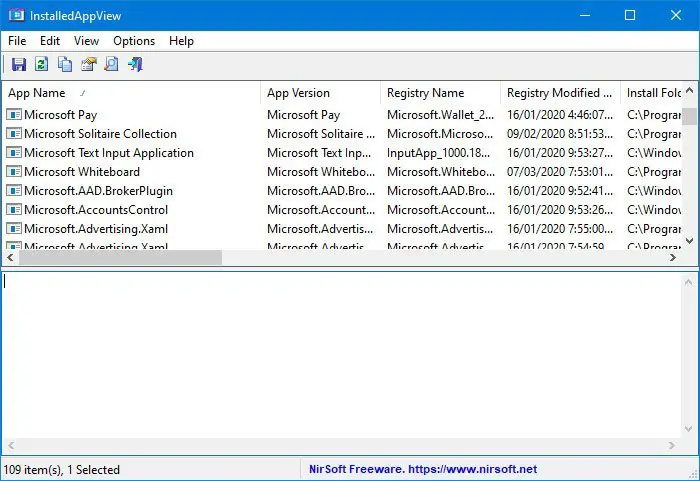 InstalledAppView, Windows 10'da önceden yüklenmiş tüm uygulamaların listesini almanızı sağlar