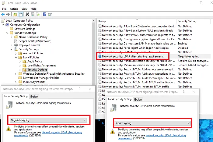 How to enable LDAP signing in Windows Server & Client Machines