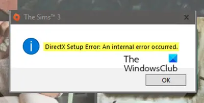 DirectX Setup Error: An internal error has occurred