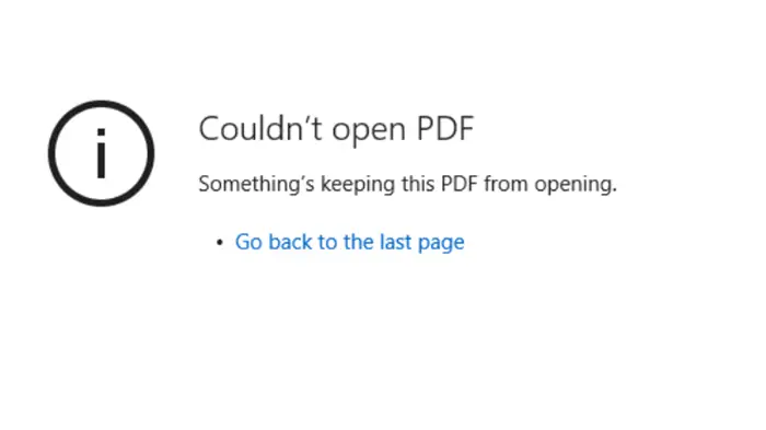 Couldnt open PDF error message