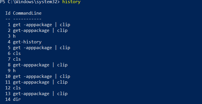 PowerShell Commands History