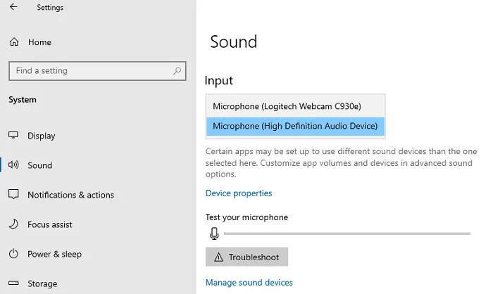 Select Input Device for recording