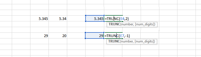 Trunc Function in Office Excel