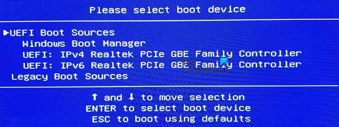 UEFI Boot Sources