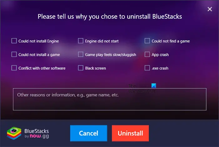 Uninstall BlueStacks App Player