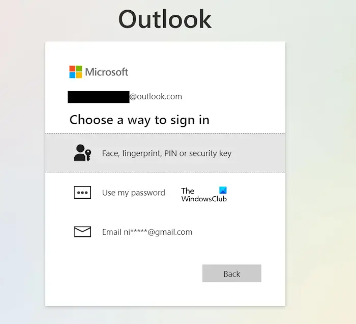 Use Windows Hello sign in Outlook