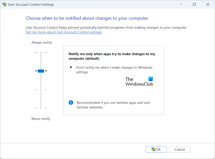 User Account Control Settings