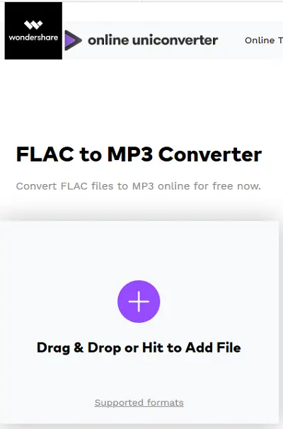 Wondershare UniConverter online audio converter