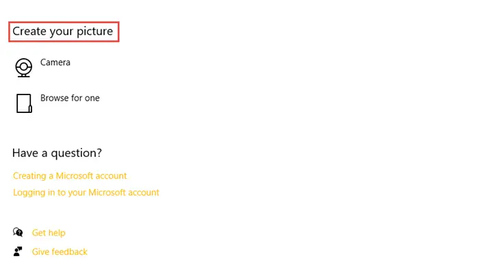 Accounts Settings in Windows 10