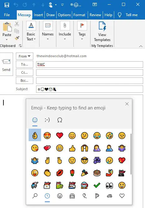 insert an emoticon or emoji in the Email Subject Line