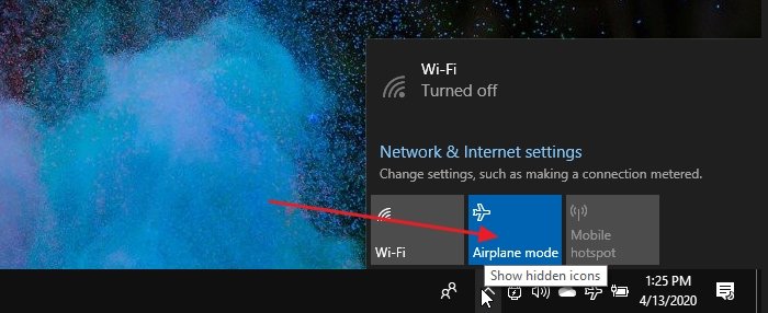 Airplane mode greyed Windows 10