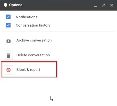 Block or report someone in Google Hangouts