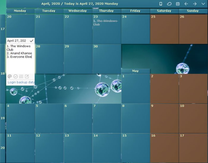 DesktopCal Desktop Calendar app for Windows 10
