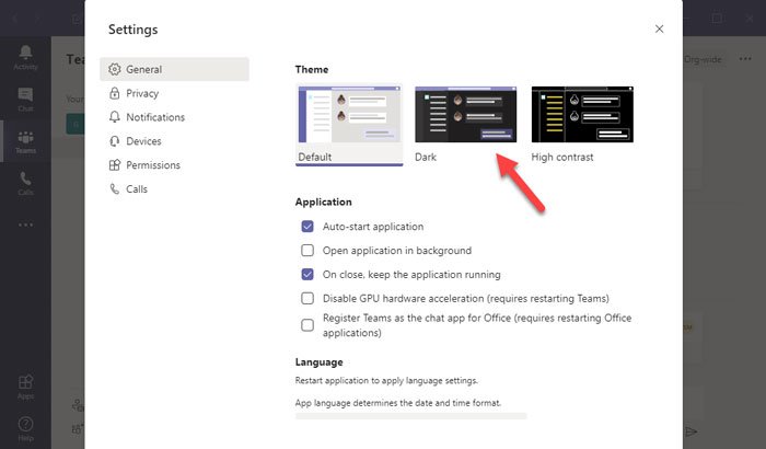 Enable Dark Mode on Microsoft Teams