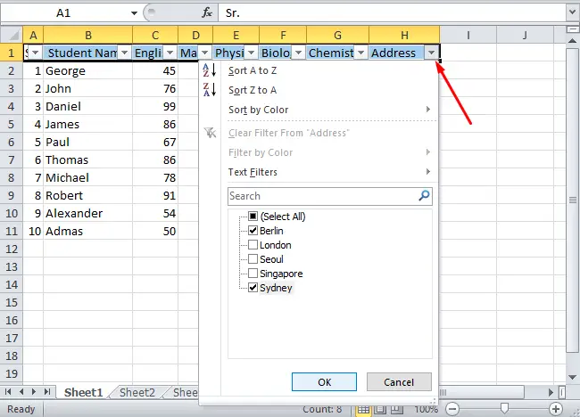 Filter Command to hide unwanted data