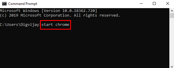 Open Google Chrome Using Command Prompt