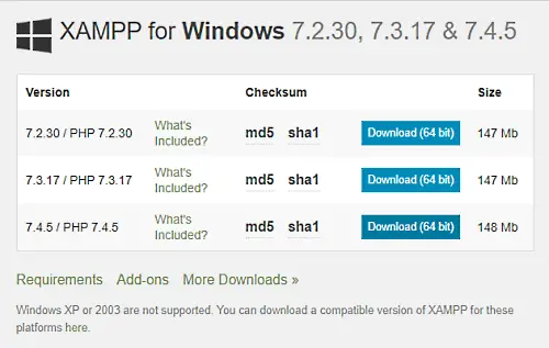 Install and configure XAMPP on Windows 10