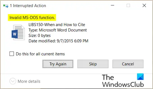 Fix Invalid MS DOS Function file error on Windows 11 10 - 91