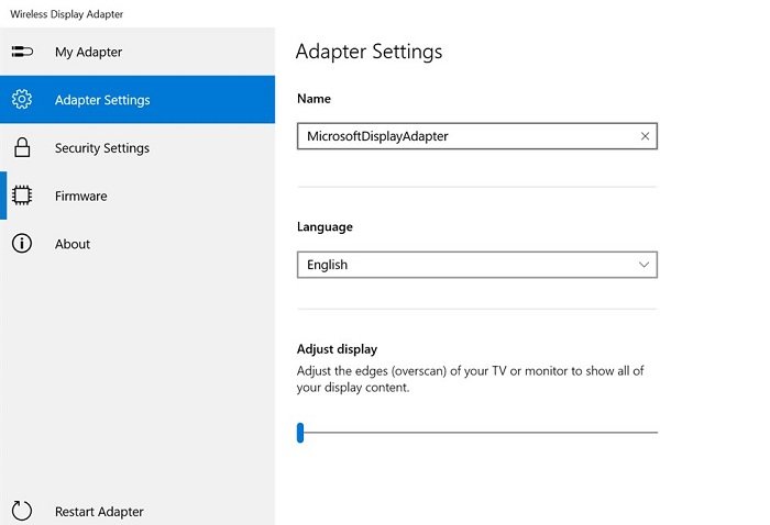 Microsoft Wireless Display Adapter app Setting