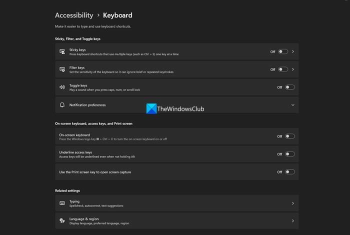 On-screen keyboard on Windows 11