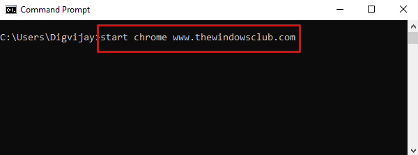 Open Google Chrome Using Command Prompt