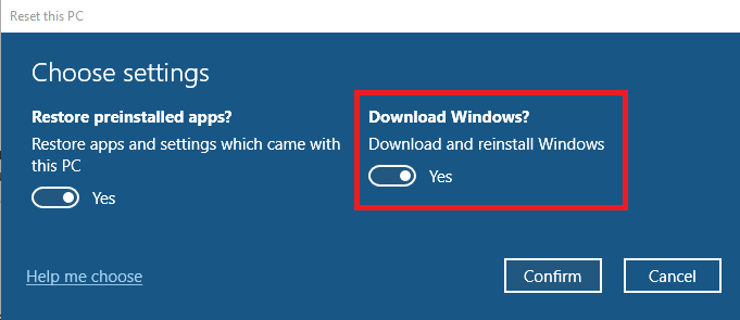 Reset PC Download and reinstall windows cloud