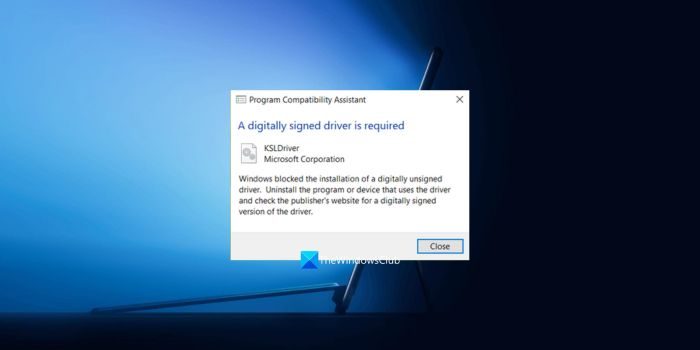 Windows requires a digitally signed driver error