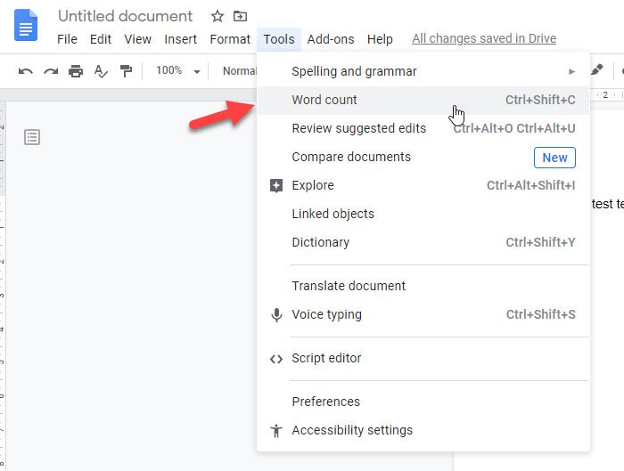 Always display word count in Google Docs