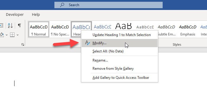 How to change default Heading, Quote, Title font in Word