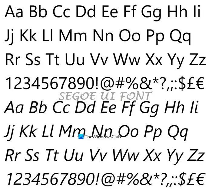 default font in windows segoe ui