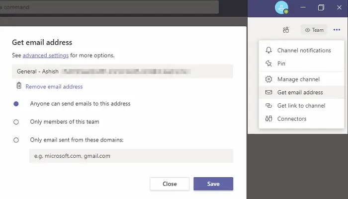 email microsoft teams