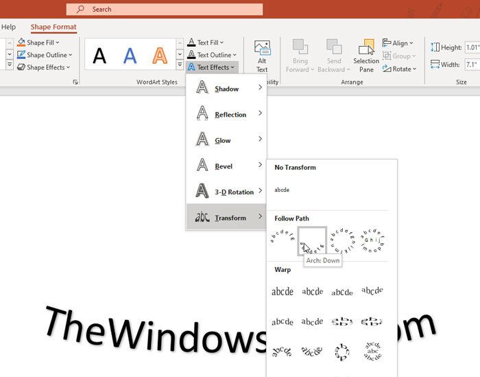 How to curve text in PowerPoint